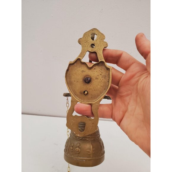 Antique bronze monastery bell doorbell with angel 1940s Vocem meam audit Qui - Picture 9 of 10